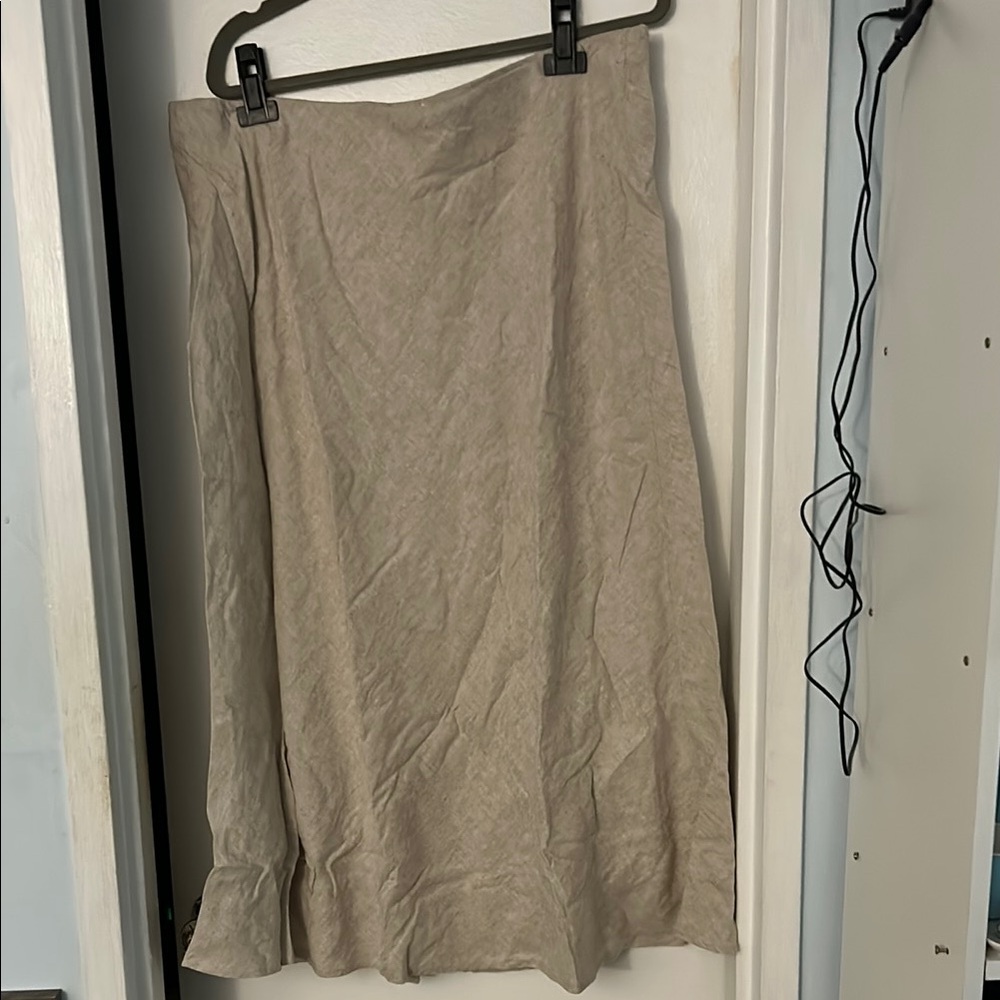 Banana Republic Factory Flax Linen Blend Fully Lined Midi Skirt XL NWT